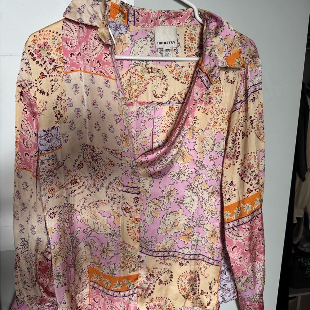 Women's Pink and Orange Floral Top